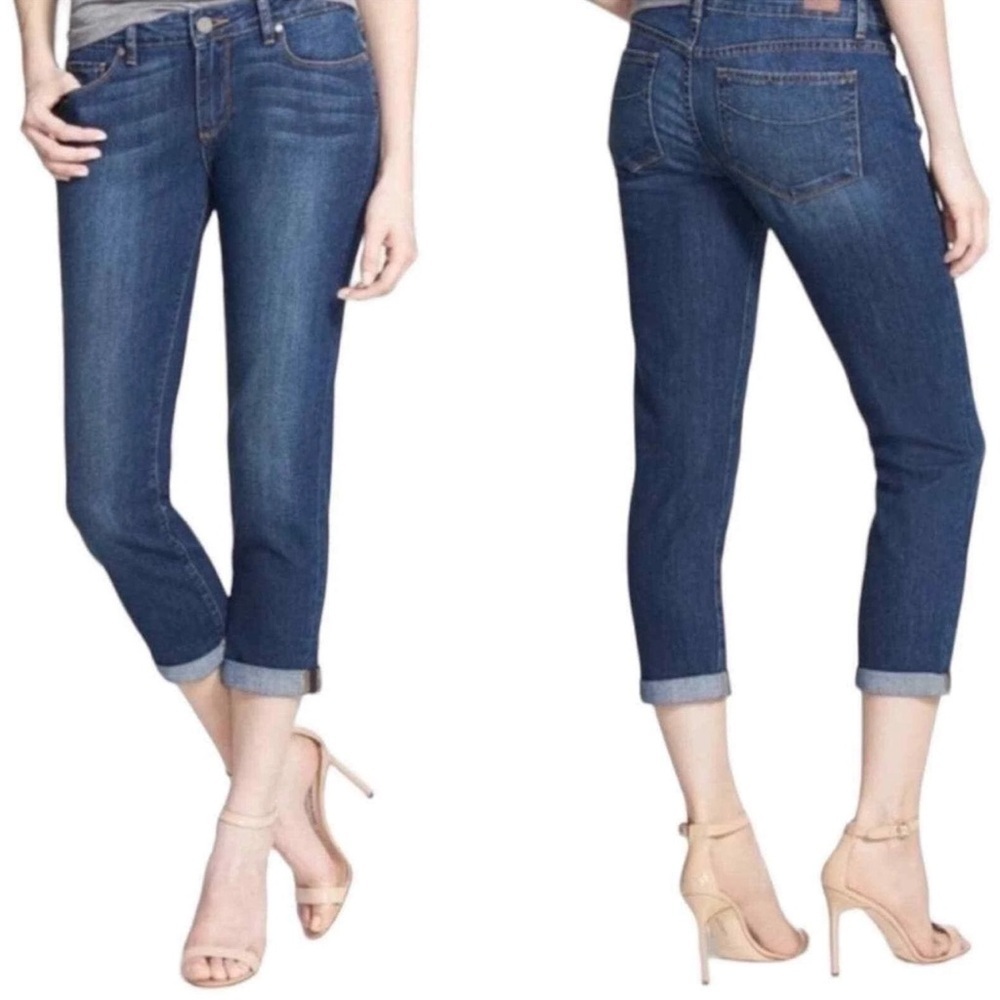 PAIGE Jimmy Jimmy Crop Classic Women's Blue Denim Whisker Jeans Sz 29 Casual